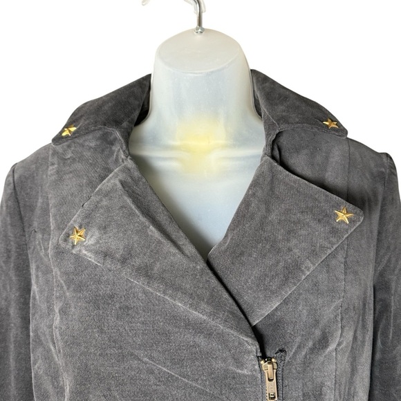 Vaute With Love Brooklyn Grey Moleskin Moto Coat Stars Vegan Handmade Women’s S - Picture 3 of 9